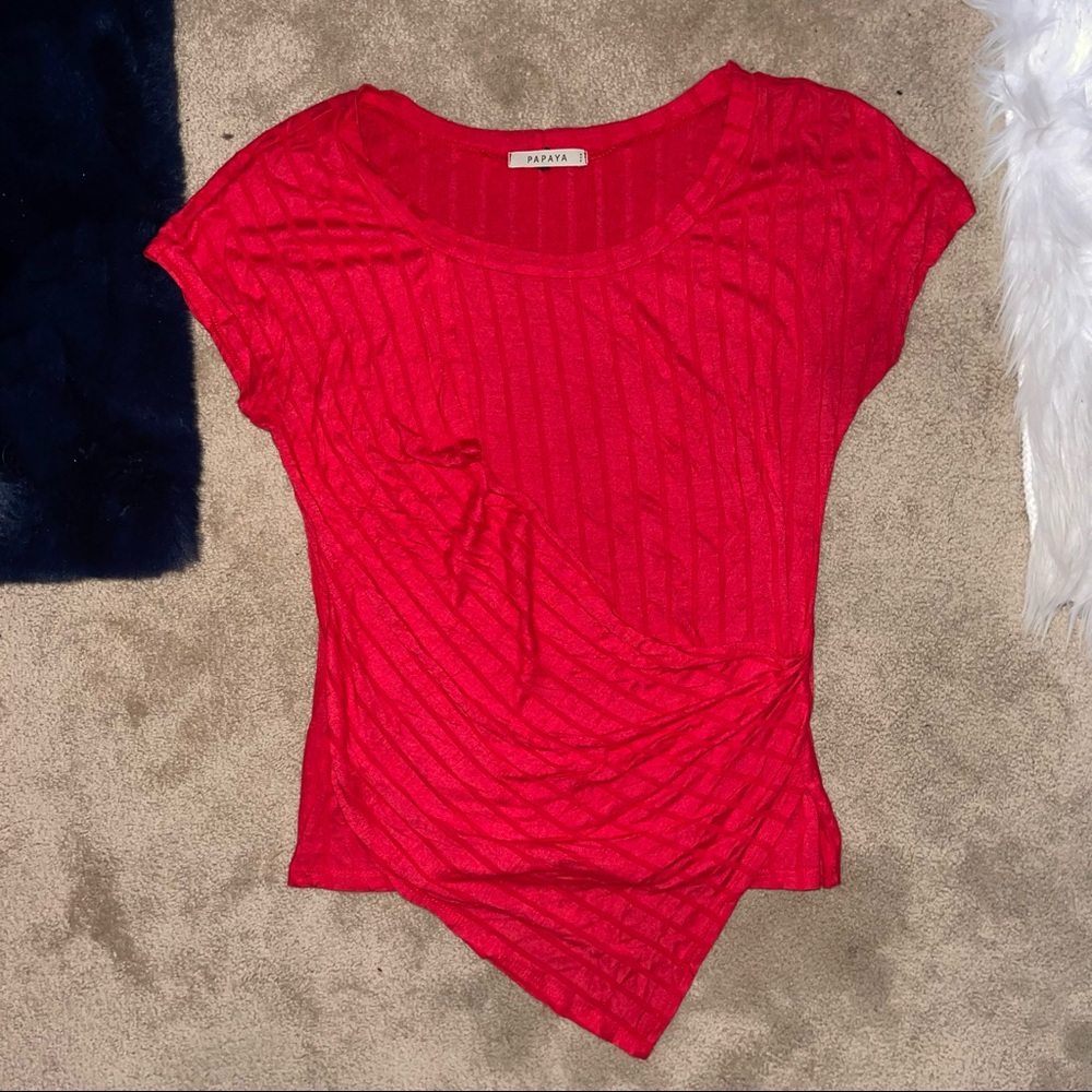 Bright red blouse